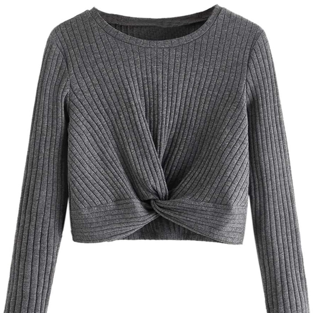 SHEIN Girls Ribbed Knit Twist Hem Tee